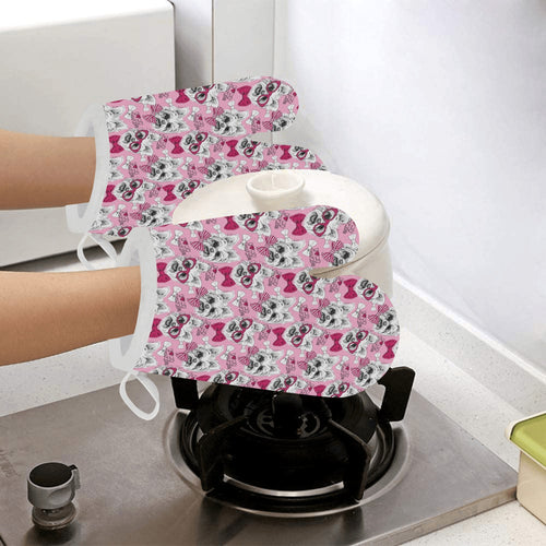 Yorkshire Terrier Pattern Print Design 03 Heat Resistant Oven Mitts