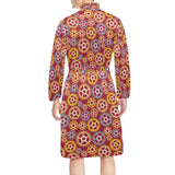 Gear Pattern Print Design 04 Men's Long Sleeve Belted Night Robe