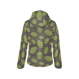 Hop pattern black background Women's Padded Hooded Jacket