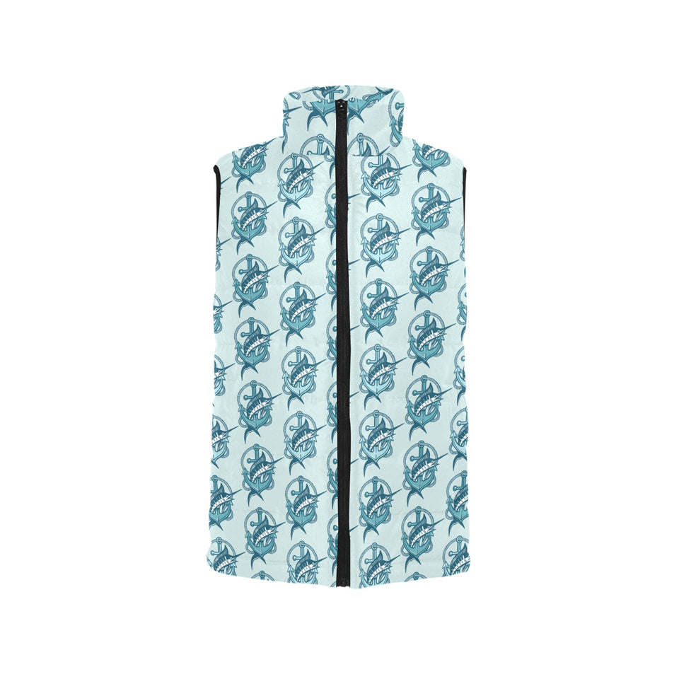 Swordfish Pattern Print Design 05 Men's Padded Vest