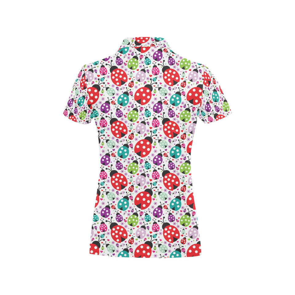 Ladybug Pattern Print Design 03 Women's All Over Print Polo Shirt