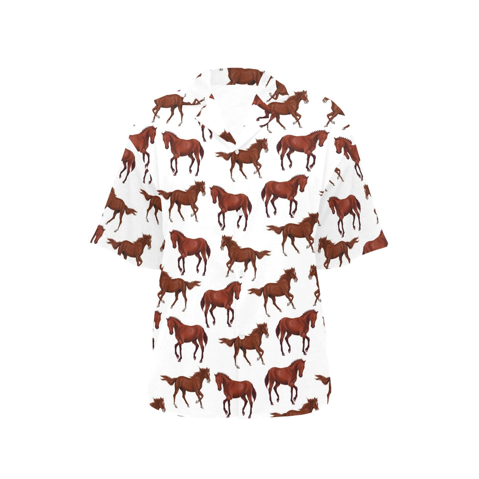 Horses running pattern background Women's All Over Print Hawaiian Shirt