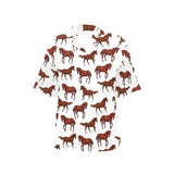 Horses running pattern background Women's All Over Print Hawaiian Shirt