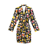 Beer type pattern Women's Long Sleeve Belted Night Robe