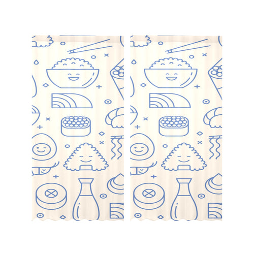 Cute sushi icon pattern Gauze Curtain