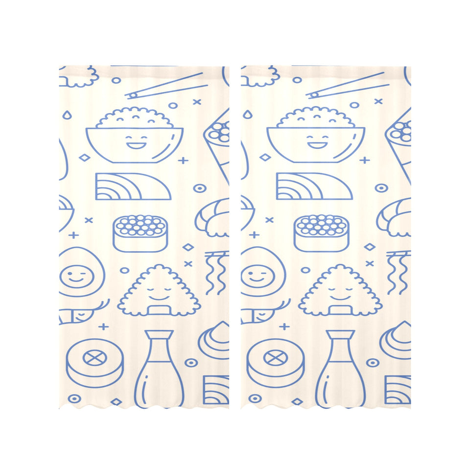 Cute sushi icon pattern Gauze Curtain