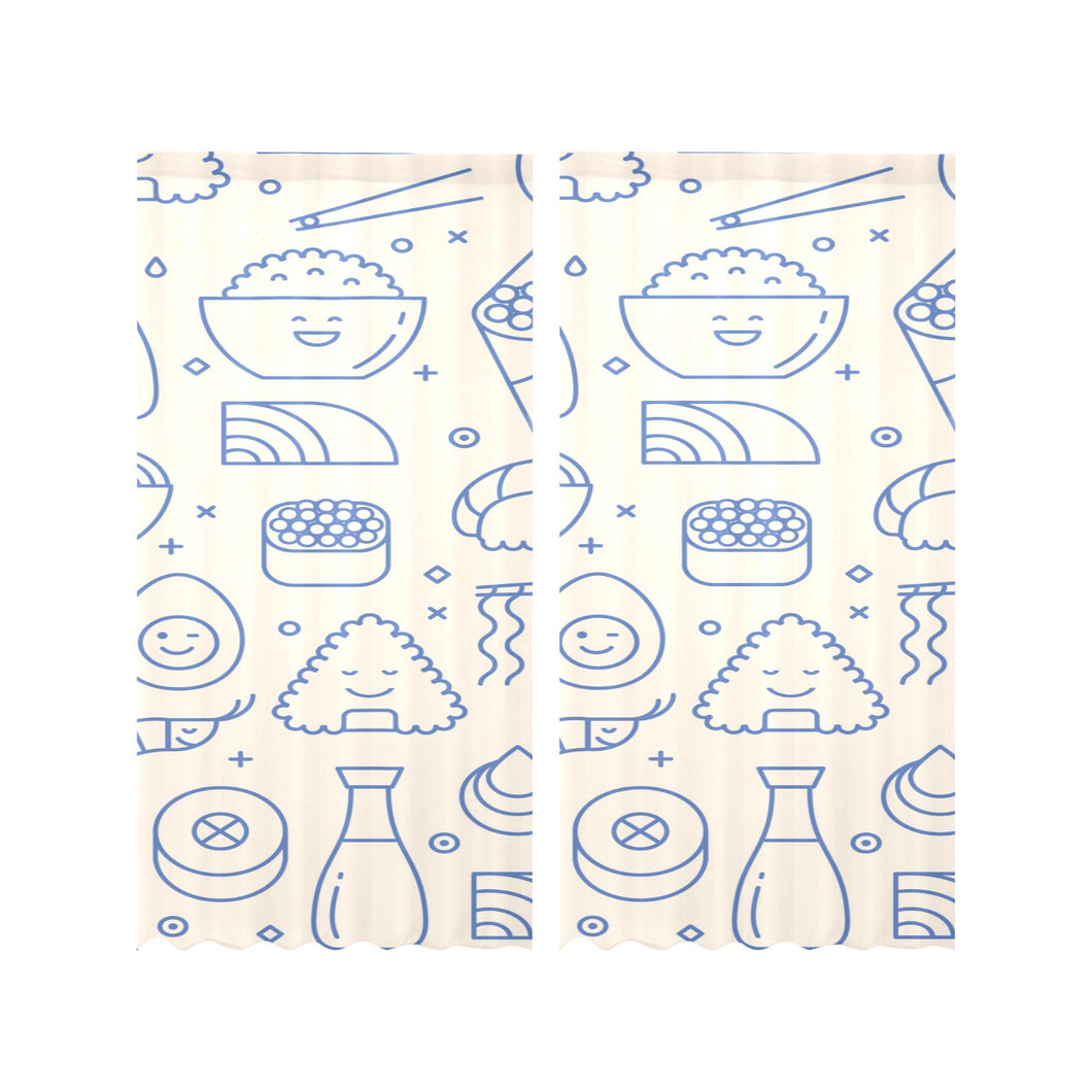 Cute sushi icon pattern Gauze Curtain
