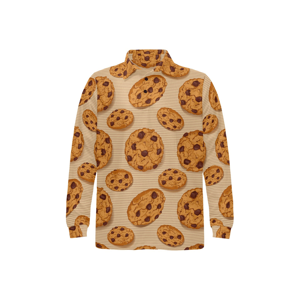 Cookie pattern Men's Long Sleeve Polo Shirt