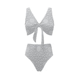 arabic star pattern Chest Bowknot High Waisted Bikini Swimsuit