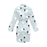 Sheep polka dot cloud pattern Women's Long Sleeve Belted Night Robe