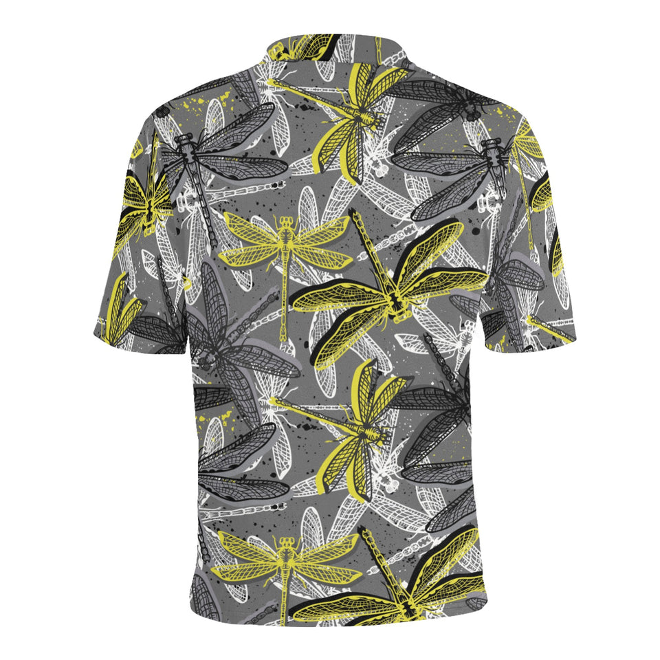 Hand drawn dragonfly pattern Men's All Over Print Polo Shirt