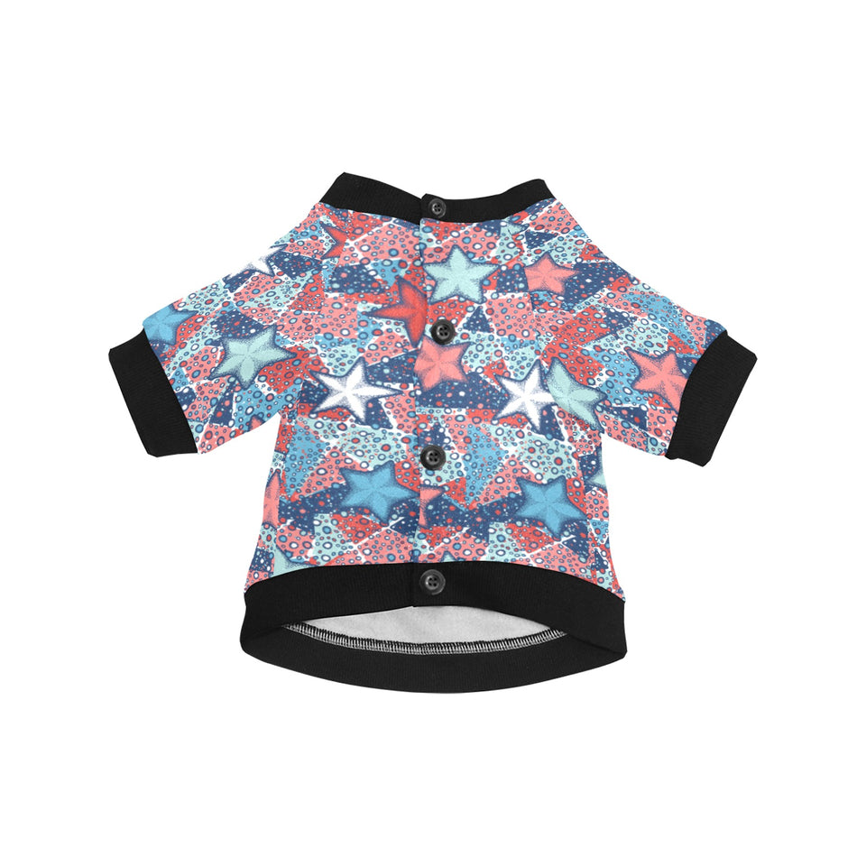 Hand drawn colorful starfish All Over Print Pet Dog Round Neck Fuzzy Shirt