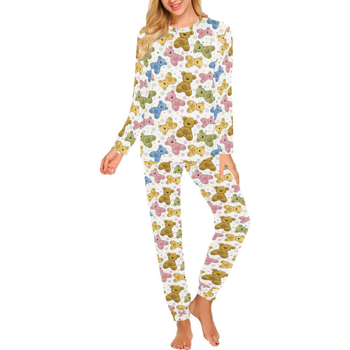 Teddy Bear Pattern Print Design 01 Women's All Over Print Pajama Set