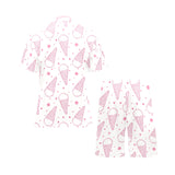 Hand drawn ice cream pattern Men's V-Neck Short Pajama Set