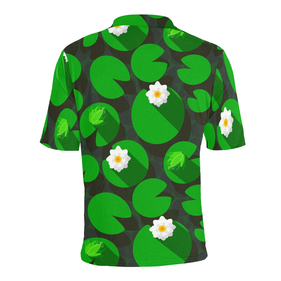 Frog waterlily pattern Men's All Over Print Polo Shirt