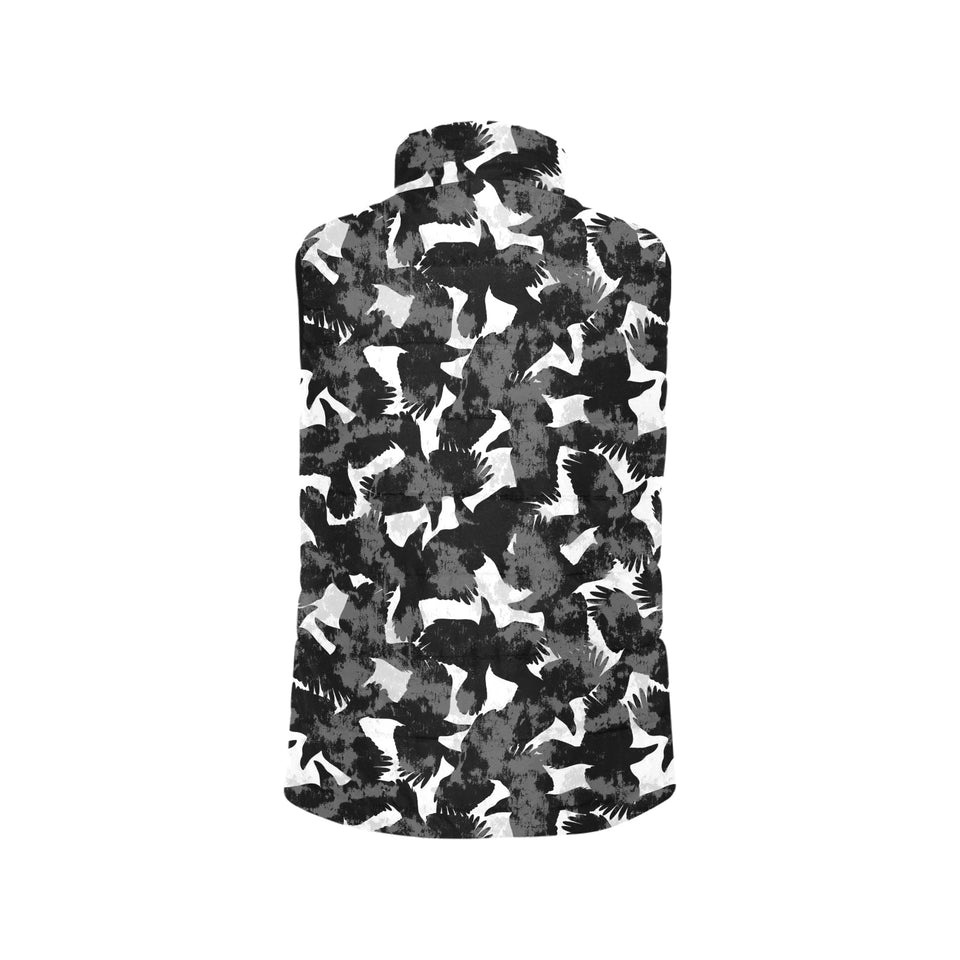 Crow illustration pattern Women's Padded Vest