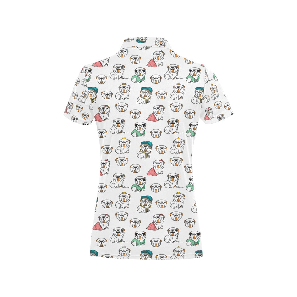 English Bulldog Pattern Print Design 03 Women's All Over Print Polo Shirt