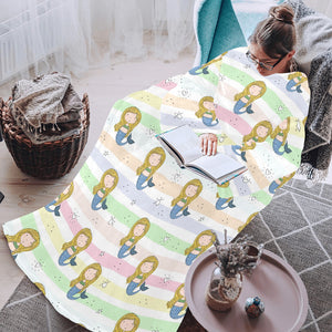 Cute hand drawn mermaid Blanket Robe with Sleeves