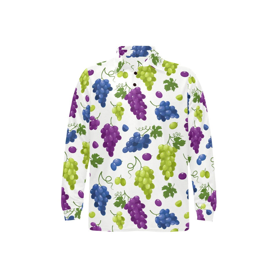 Grape pattern Men's Long Sleeve Polo Shirt