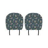 Raccoon tropical leaves pattern Car Headrest Cover