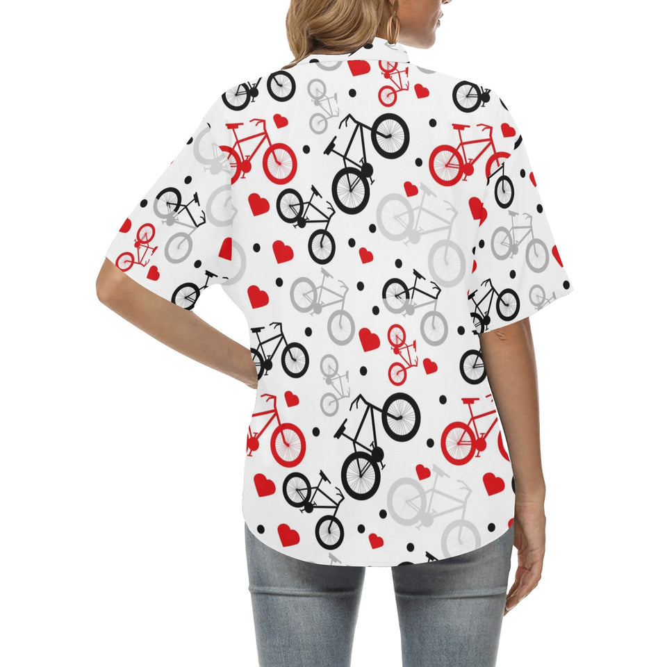 Bicycle Pattern Print Design 04 Women's All Over Print Hawaiian Shirt