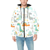 Cute funny kids dinosaurs pattern Men's Padded Hooded Jacket