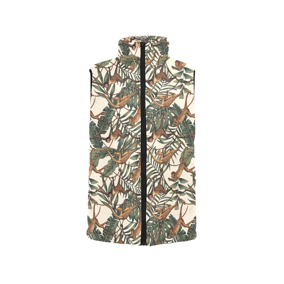 Monkey tropical leaves background Women's Padded Vest