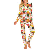 Colorful Maneki neko cat pattern Women's All Over Print Pajama Set