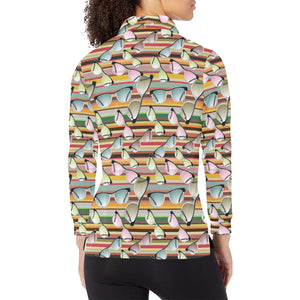 Sun Glasses Pattern Print Design 02 Women's Long Sleeve Polo Shirt