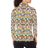 Sun Glasses Pattern Print Design 02 Women's Long Sleeve Polo Shirt