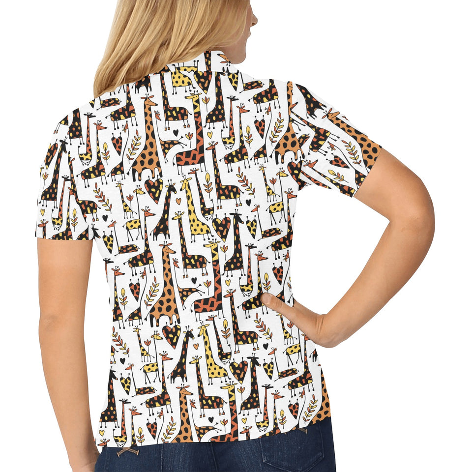 Giraffe Pattern Print Design 05 Women's All Over Print Polo Shirt