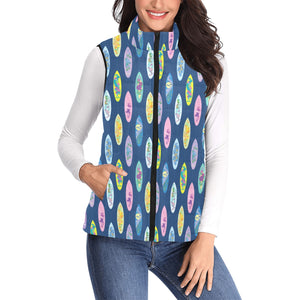 Surfboard Pattern Print Design 03 Women's Padded Vest