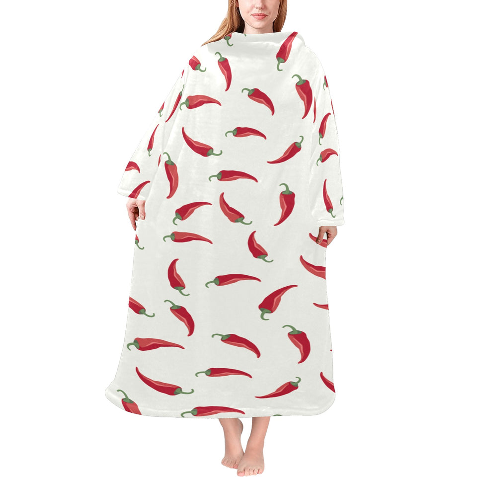 Chili peppers pattern Blanket Robe with Sleeves