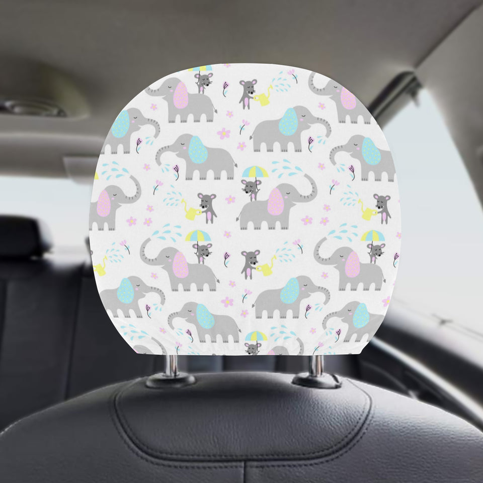 Cute elephant mouse pattern Car Headrest Cover