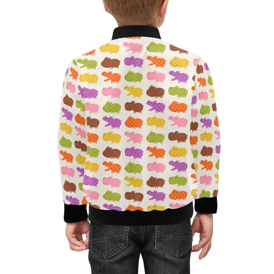 Hippopotamus Pattern Print Design 01 Kids' Boys' Girls' Bomber Jacket