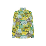 Hand drawn windmill pattern Women's Long Sleeve Polo Shirt