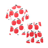 red apples white background Men's V-Neck Short Pajama Set