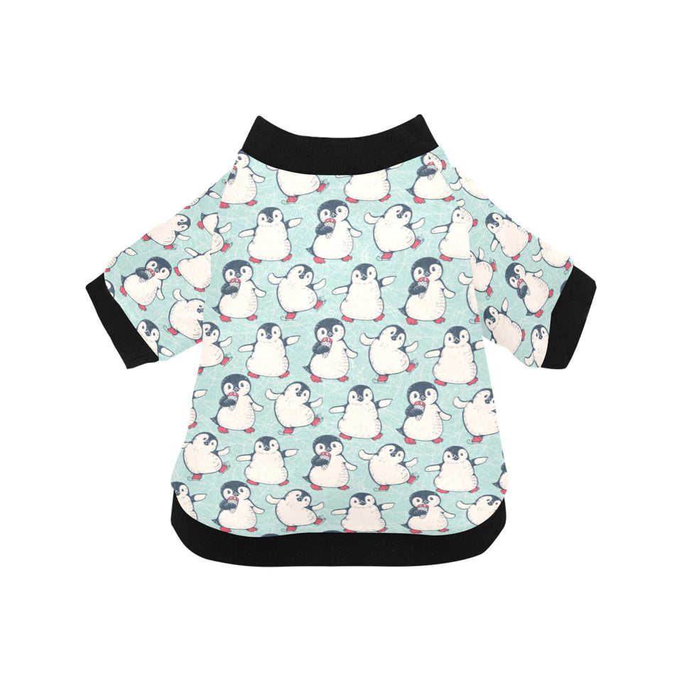 Cute Penguin pattern All Over Print Pet Dog Round Neck Fuzzy Shirt