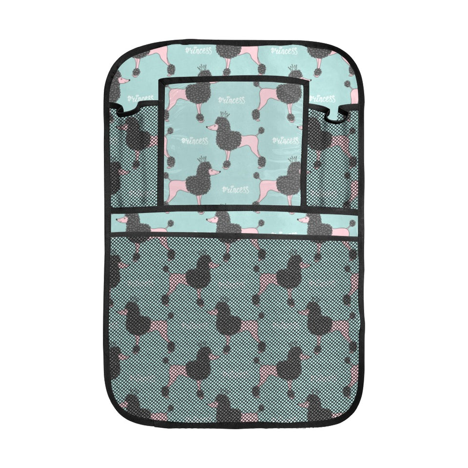poodle dog green background Car Seat Back Organizer