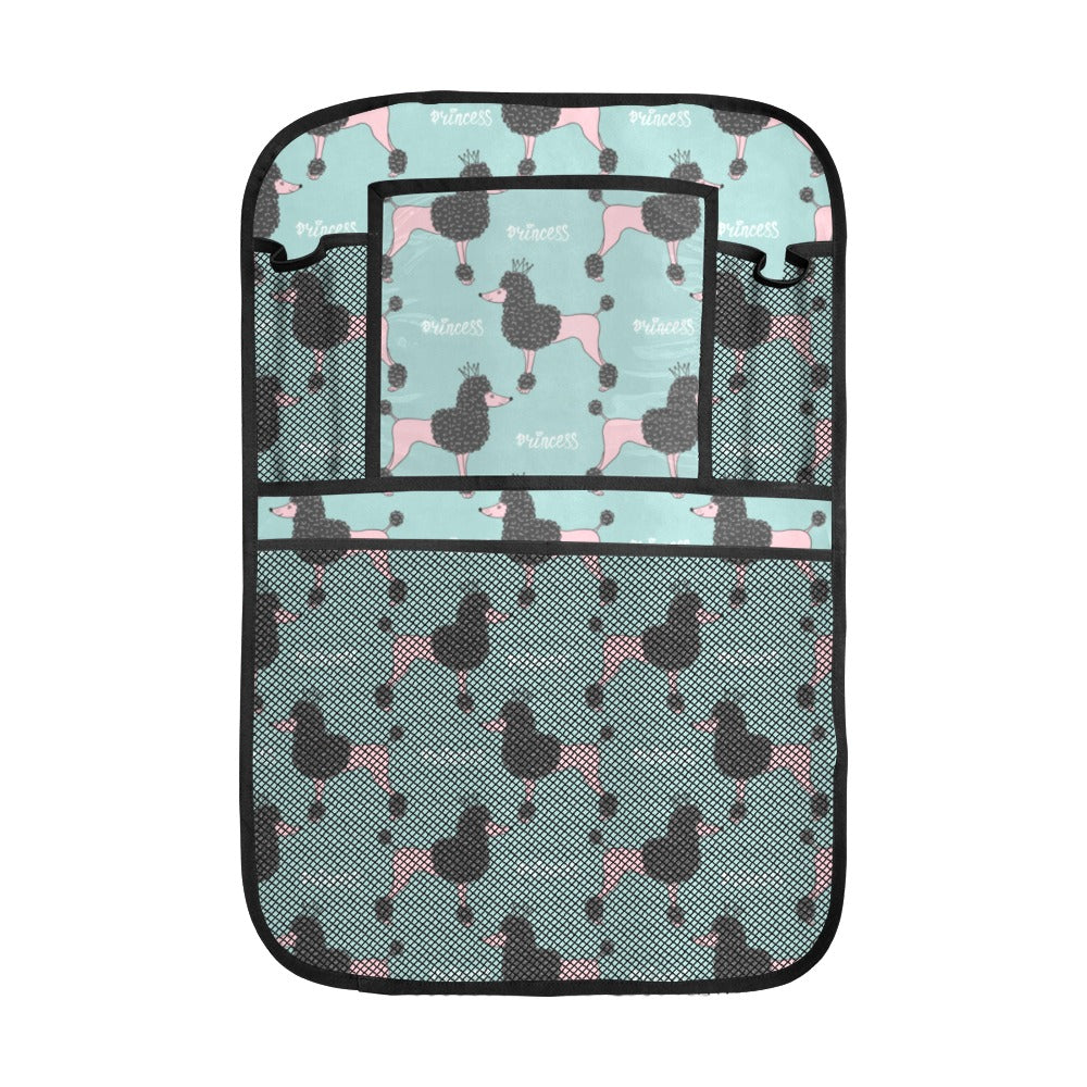 poodle dog green background Car Seat Back Organizer