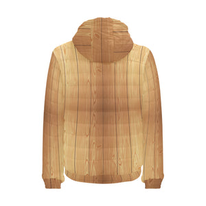 Wood Printed Pattern Print Design 05 Men's Padded Hooded Jacket