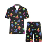 Colorful star pattern Men's V-Neck Short Pajama Set