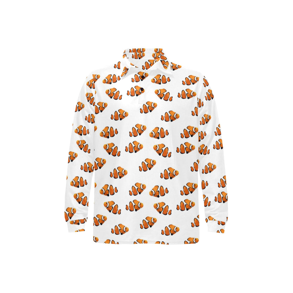 Clown Fish Pattern Print Design 03 Men's Long Sleeve Polo Shirt