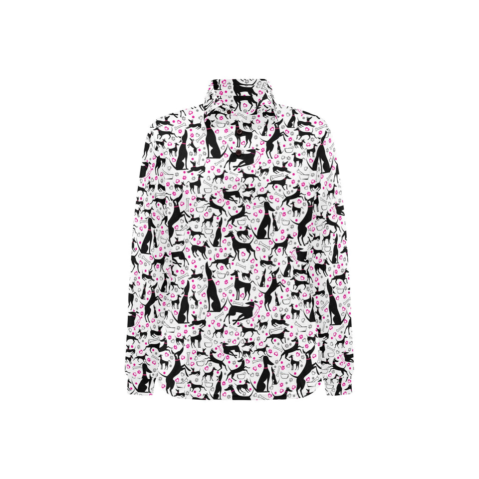 Greyhound Pattern Print Design 02 Women's Long Sleeve Polo Shirt