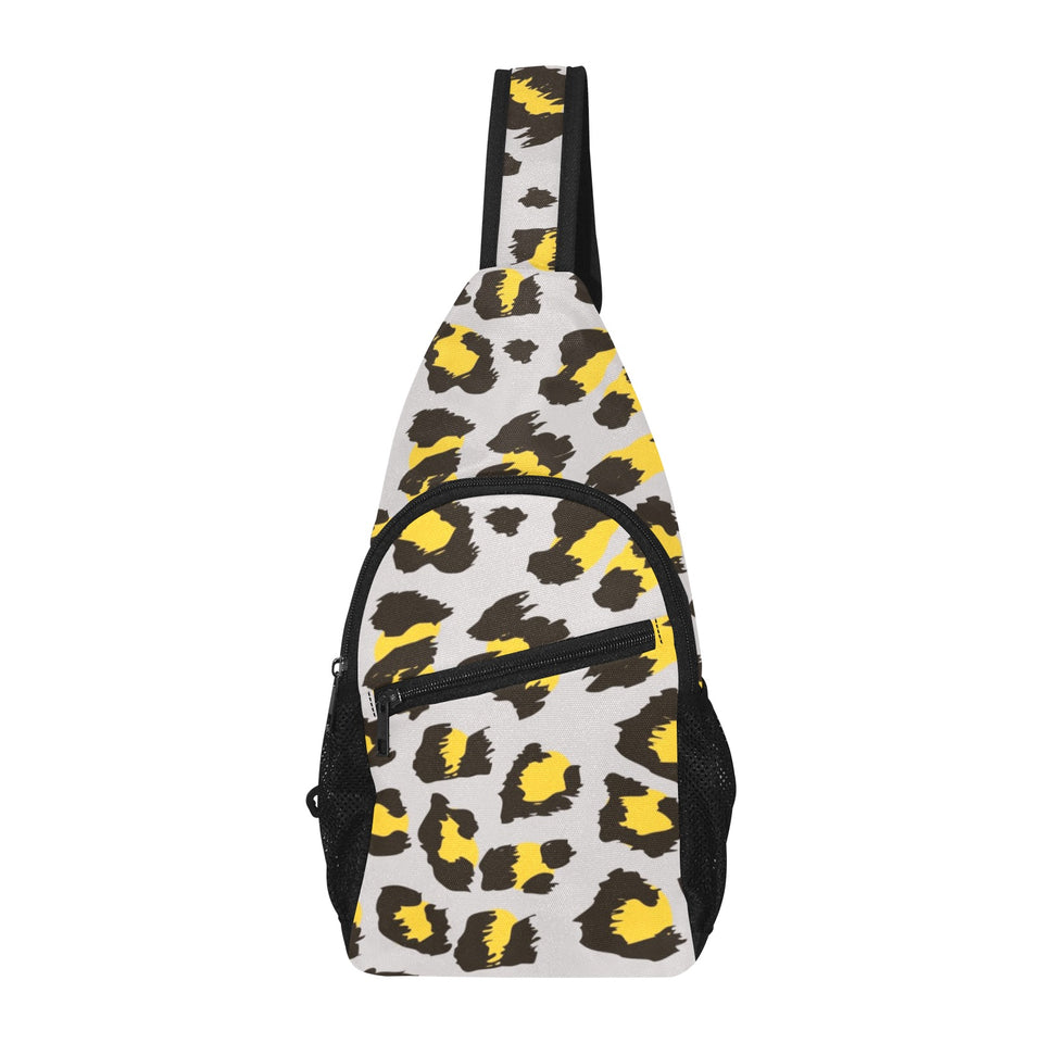 Gray Leopard print pattern All Over Print Chest Bag