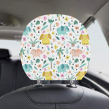 Cute elephants palm tree flower butterfly pattern Car Headrest Cover