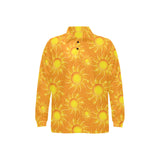 Sun orange background Men's Long Sleeve Polo Shirt