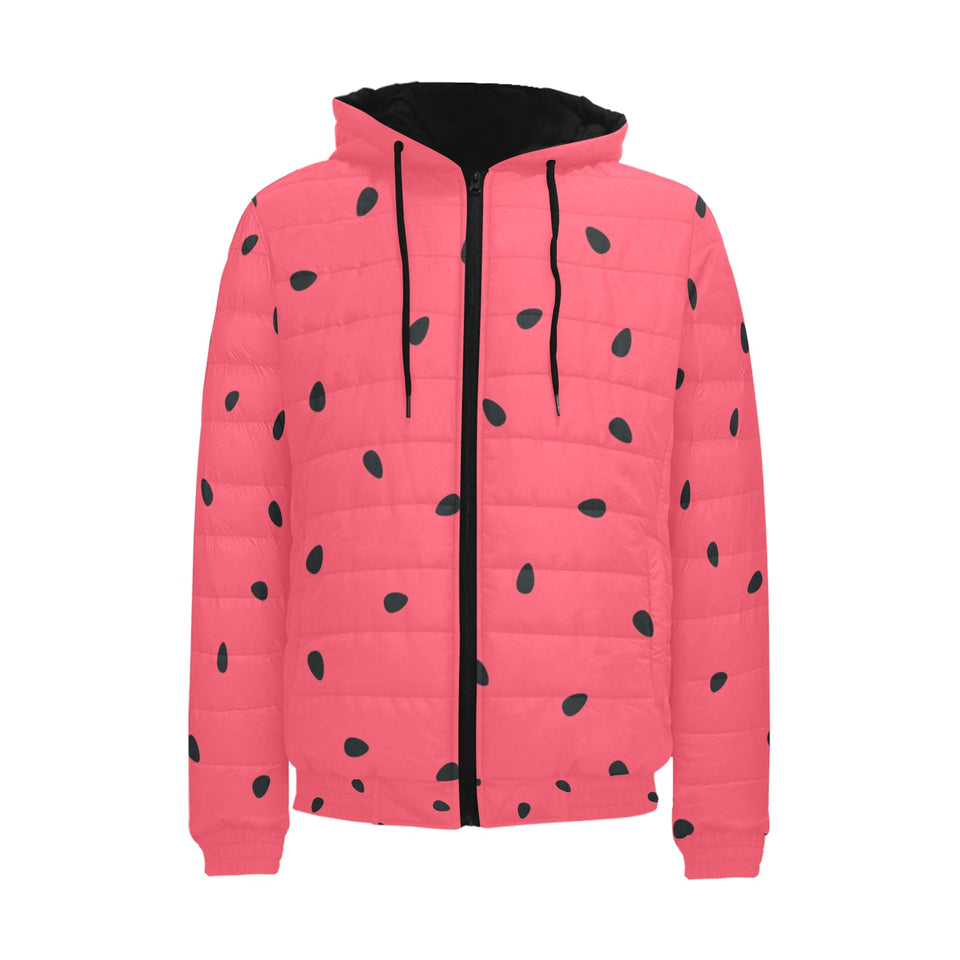 watermelon texture background Men's Padded Hooded Jacket