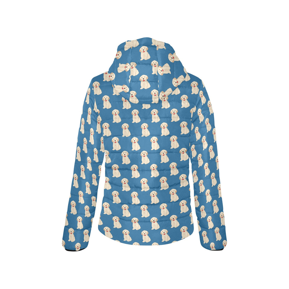 Golden Retriever Pattern Print Design 03 Women's Padded Hooded Jacket