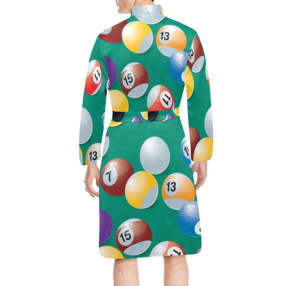 Billiard Ball Pattern Print Design 01 Men's Long Sleeve Belted Night Robe
